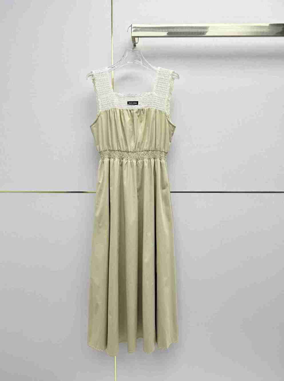 Miu Miu Square Neck Sleeveless Midi Dress